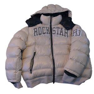 Rockstar Beige Brown & White Puffer Jacket